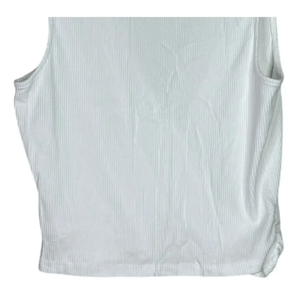 J. Crew Sleeveless Ruched Wrap Stretch Tank Top Vintage Soft Ribbed XL White
